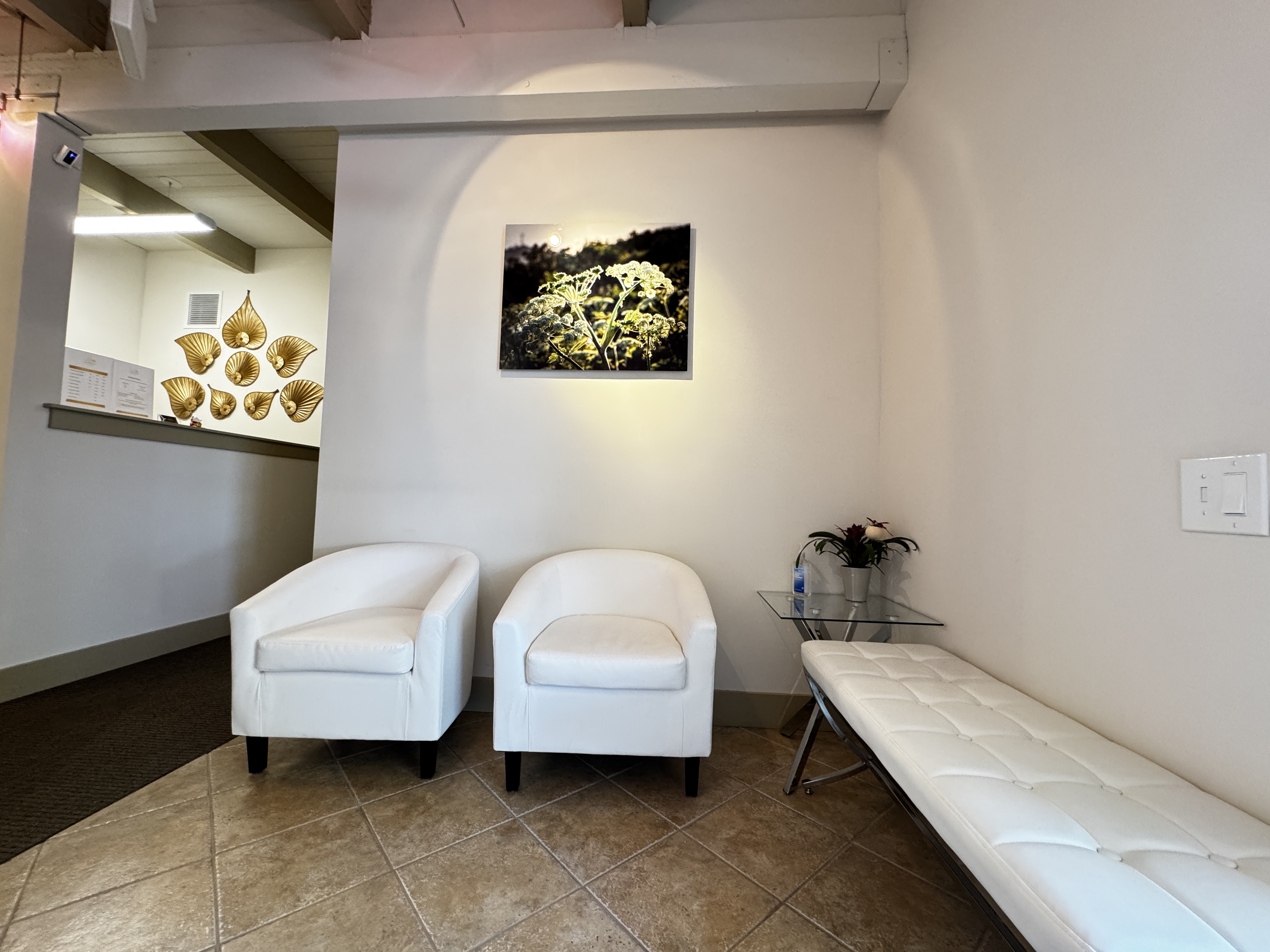 Elegant reception area with luxury spa amenities